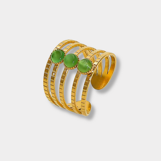 Green Opal Wide Ring