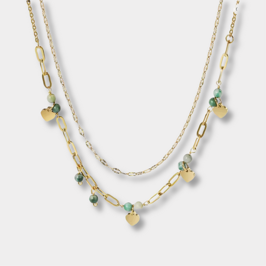 Double Layer Beaded Heart Necklaces