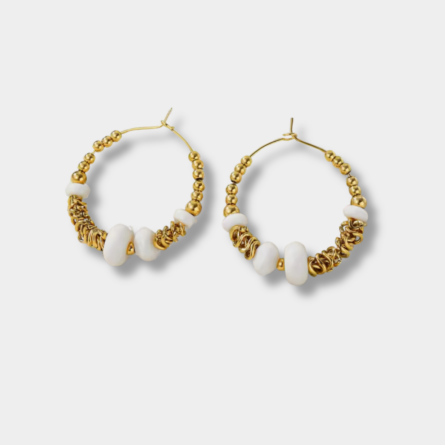 Beaded Twist Hoop Earrings