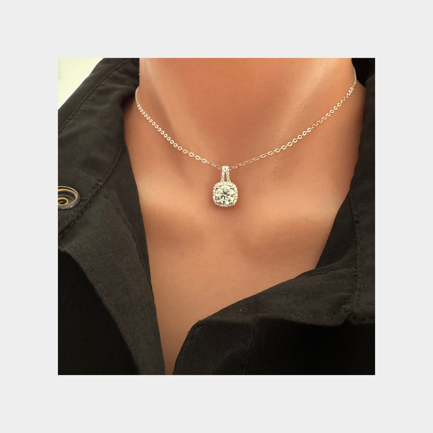 Cushion Moissanite  Necklace