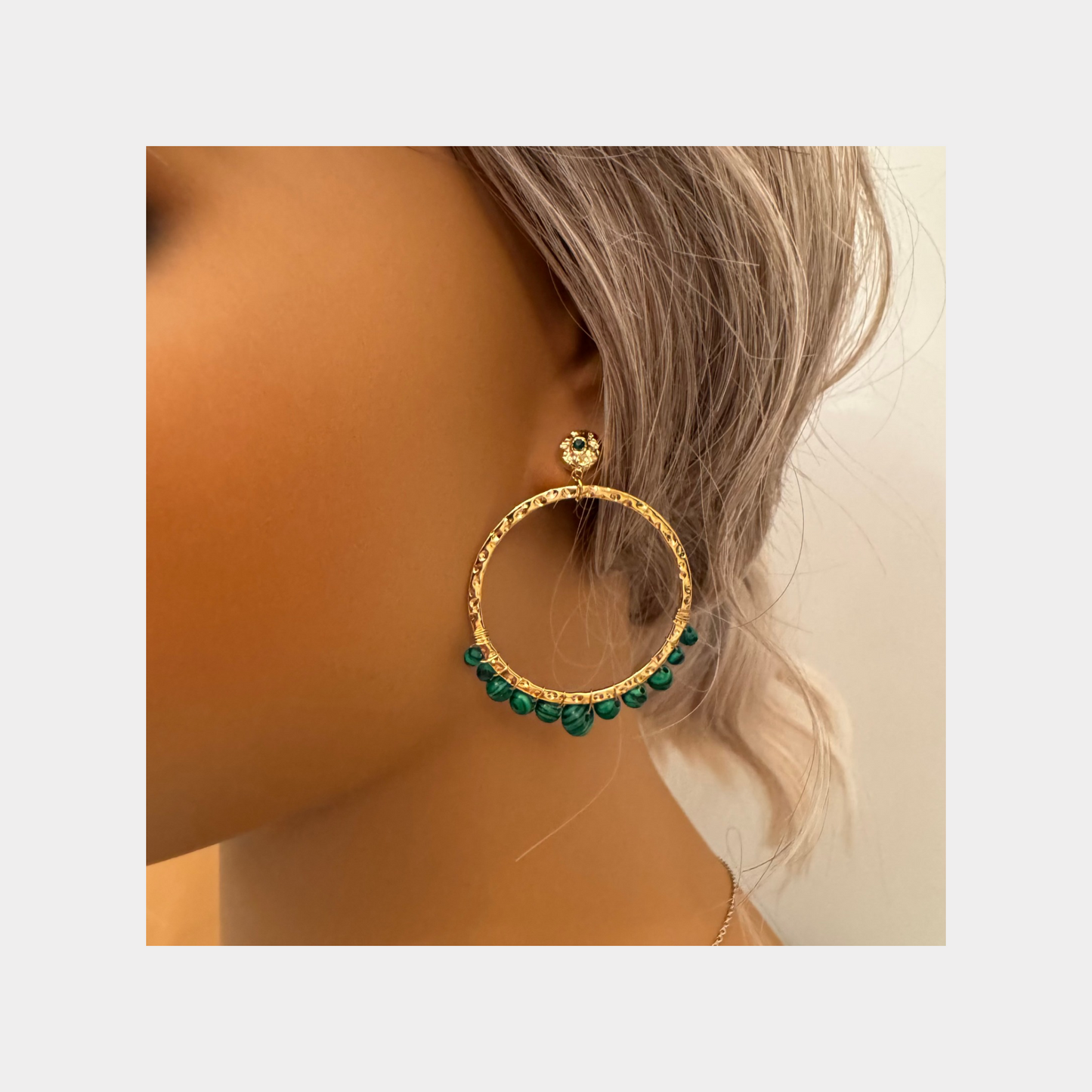 Round Beaded Drop Earrings
