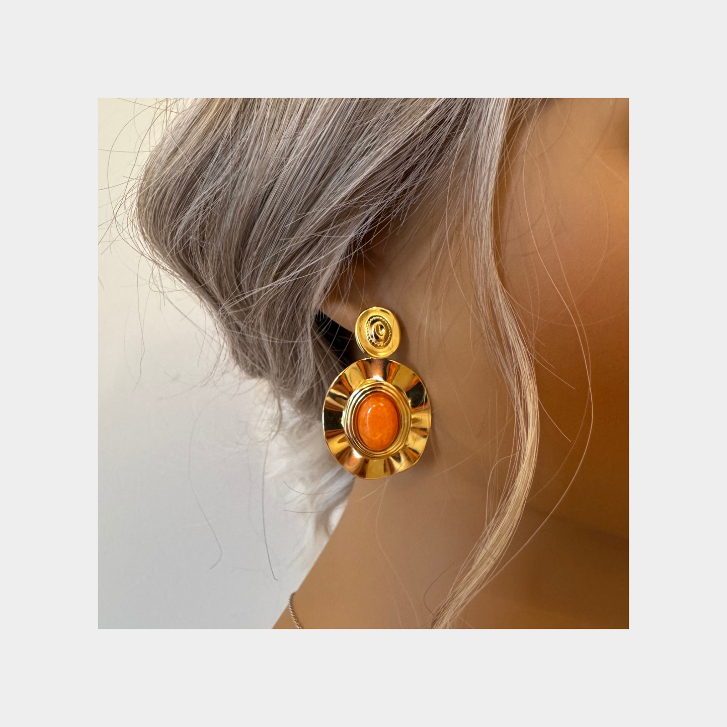 Orange Sunstone Drop Earrings