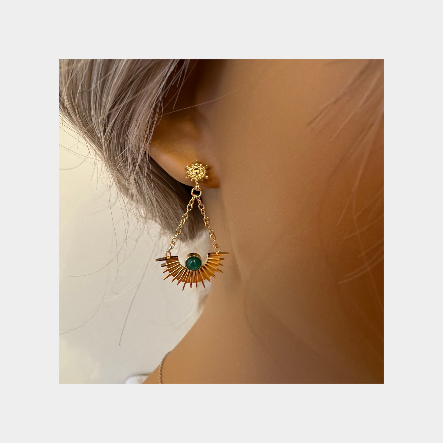 Natural Stone Spike Drop Earrings