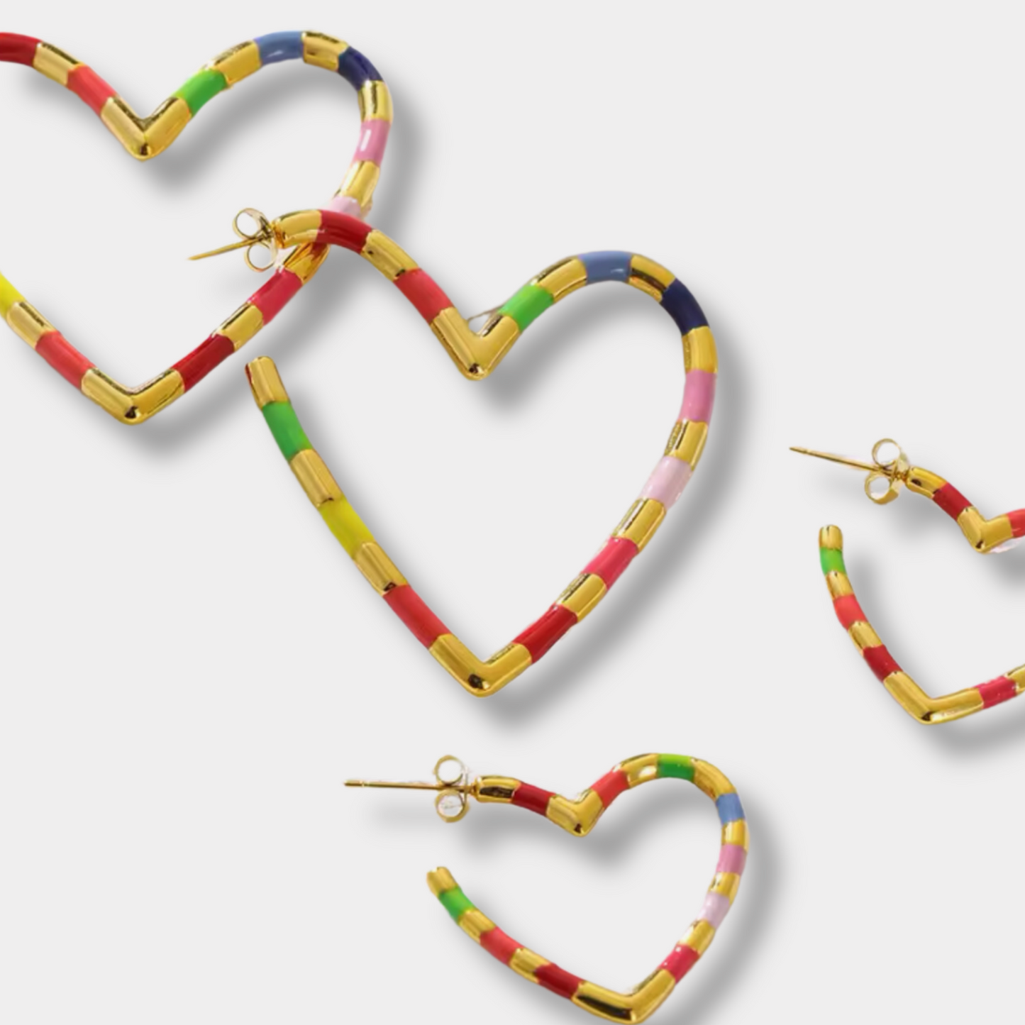 Colourful Heart Hoop Earrings