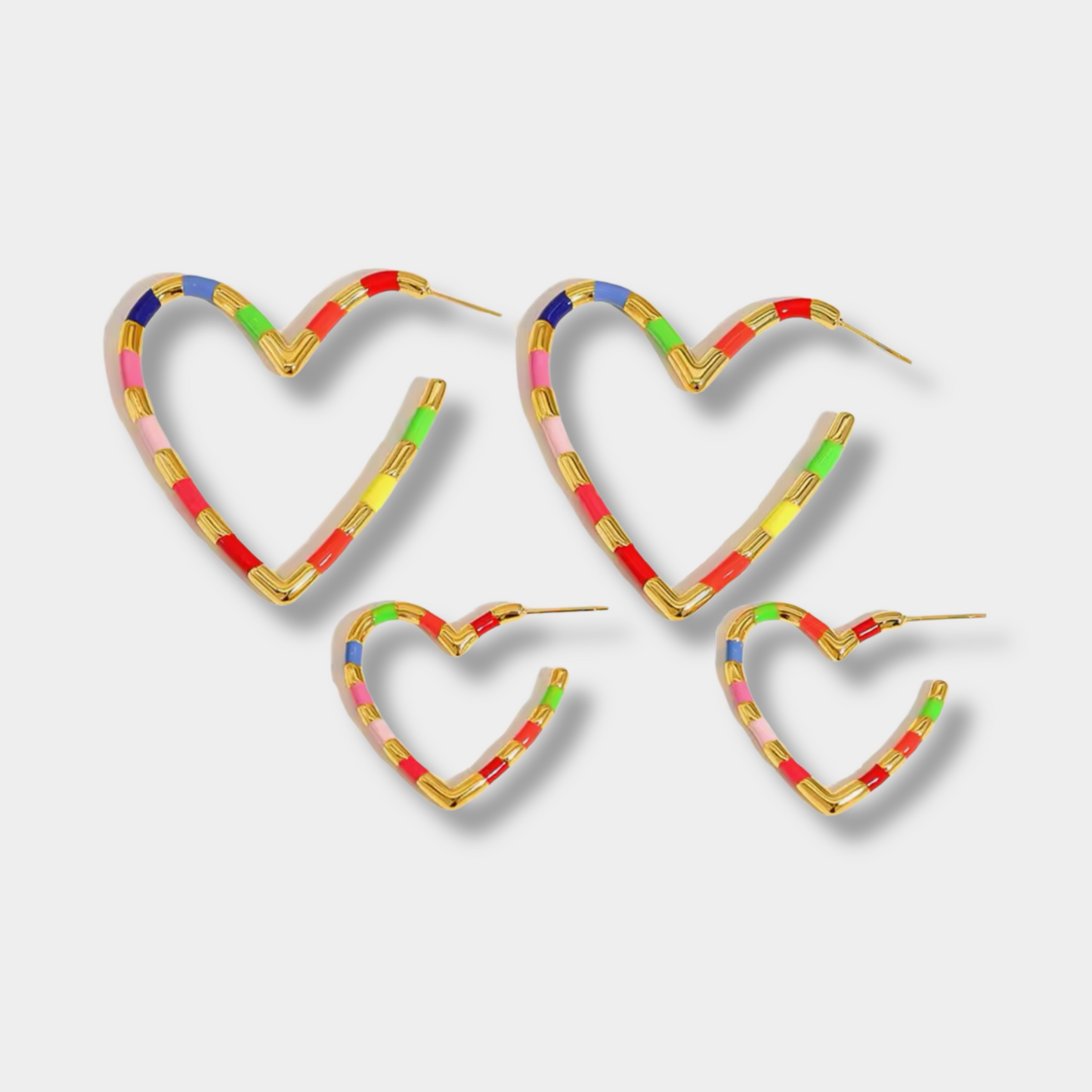 Colourful Heart Hoop Earrings