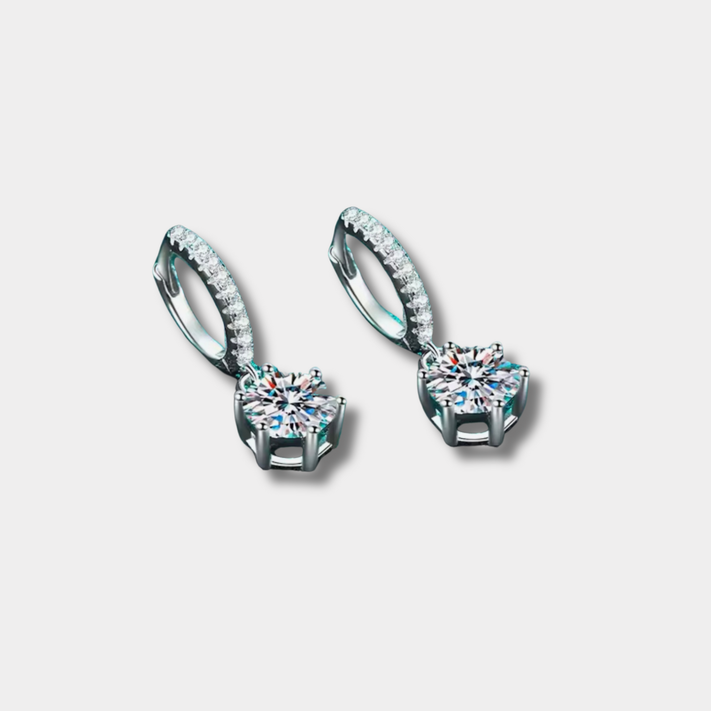 Classic Huggie Hoop Moissanite Drop Earrings