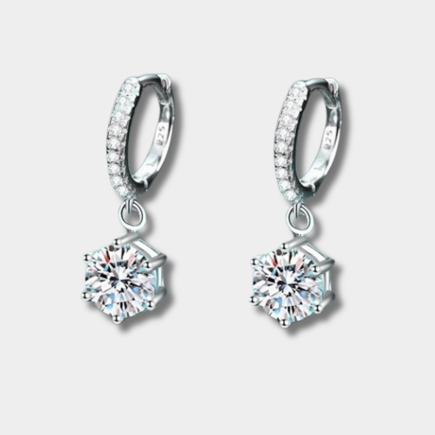 Classic Huggie Hoop Moissanite Drop Earrings