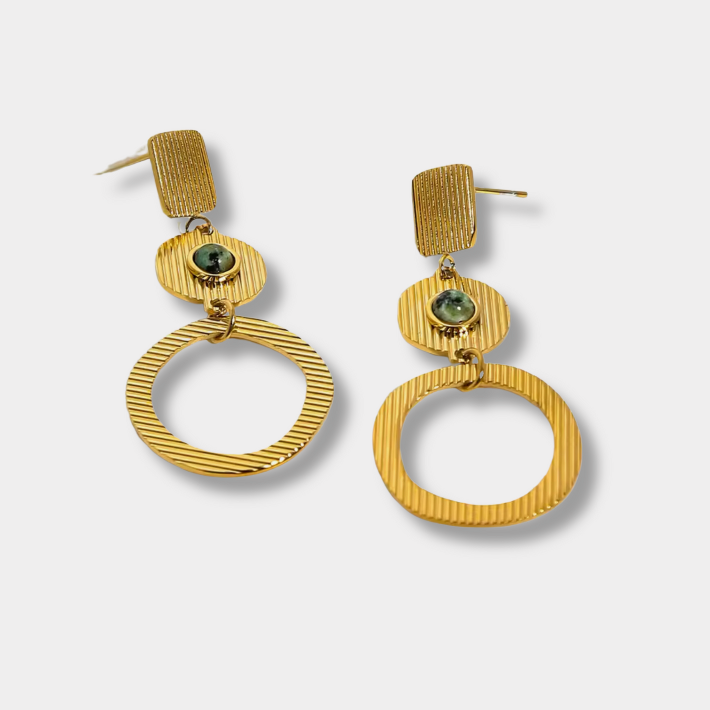 Round Textured Drop Earrings