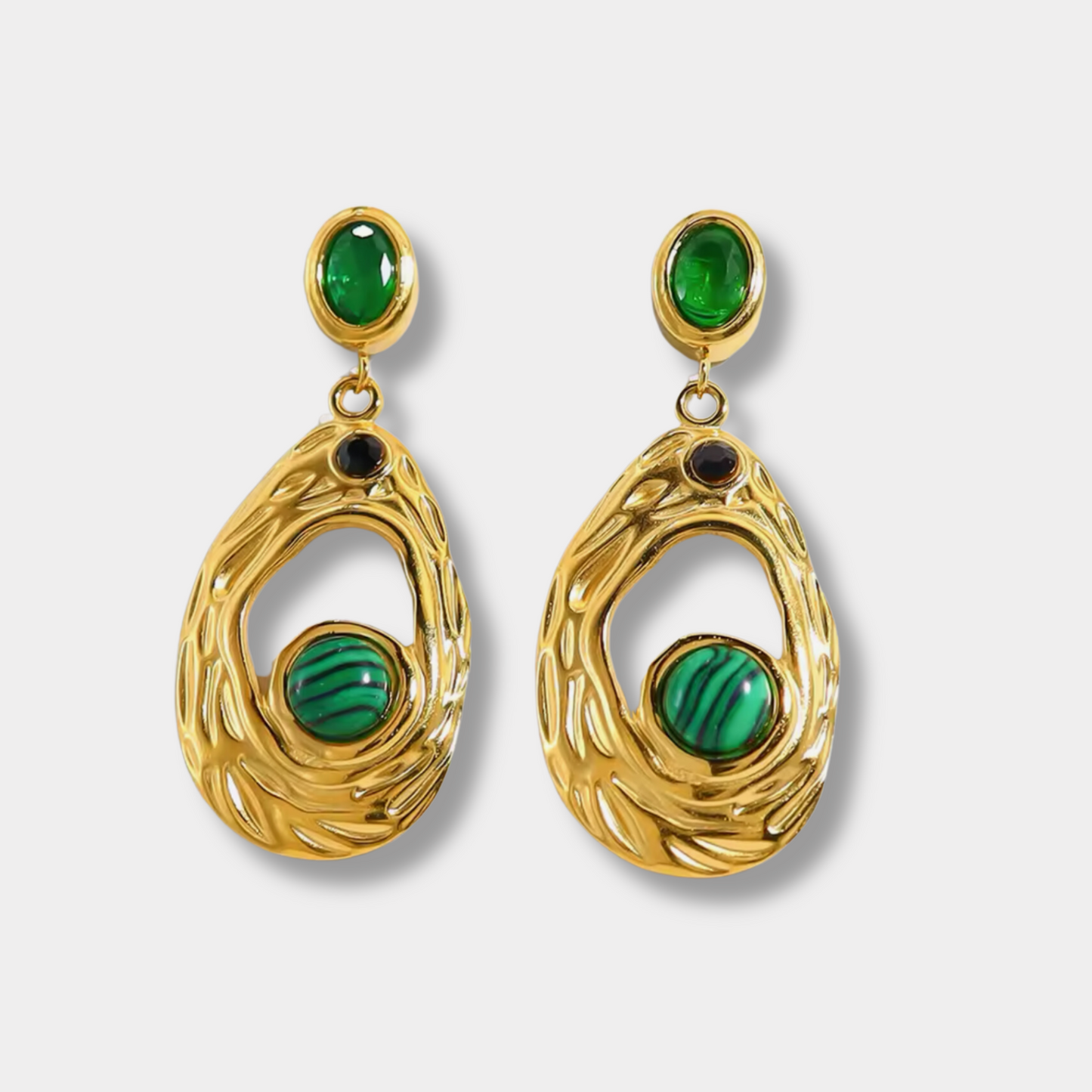 Green Stone Drop Earrings