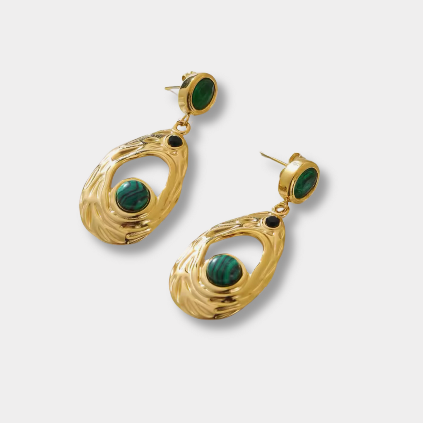 Green Stone Drop Earrings