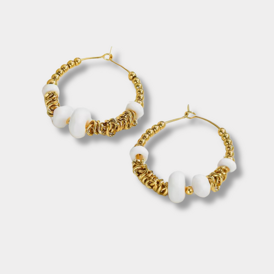 Beaded Twist Hoop Earrings