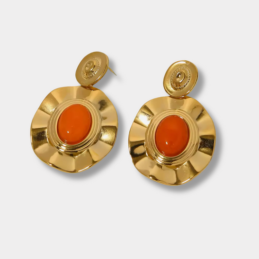 Orange Sunstone Drop Earrings