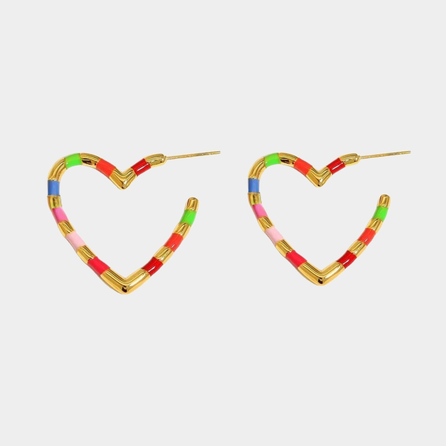 Colourful Heart Hoop Earrings