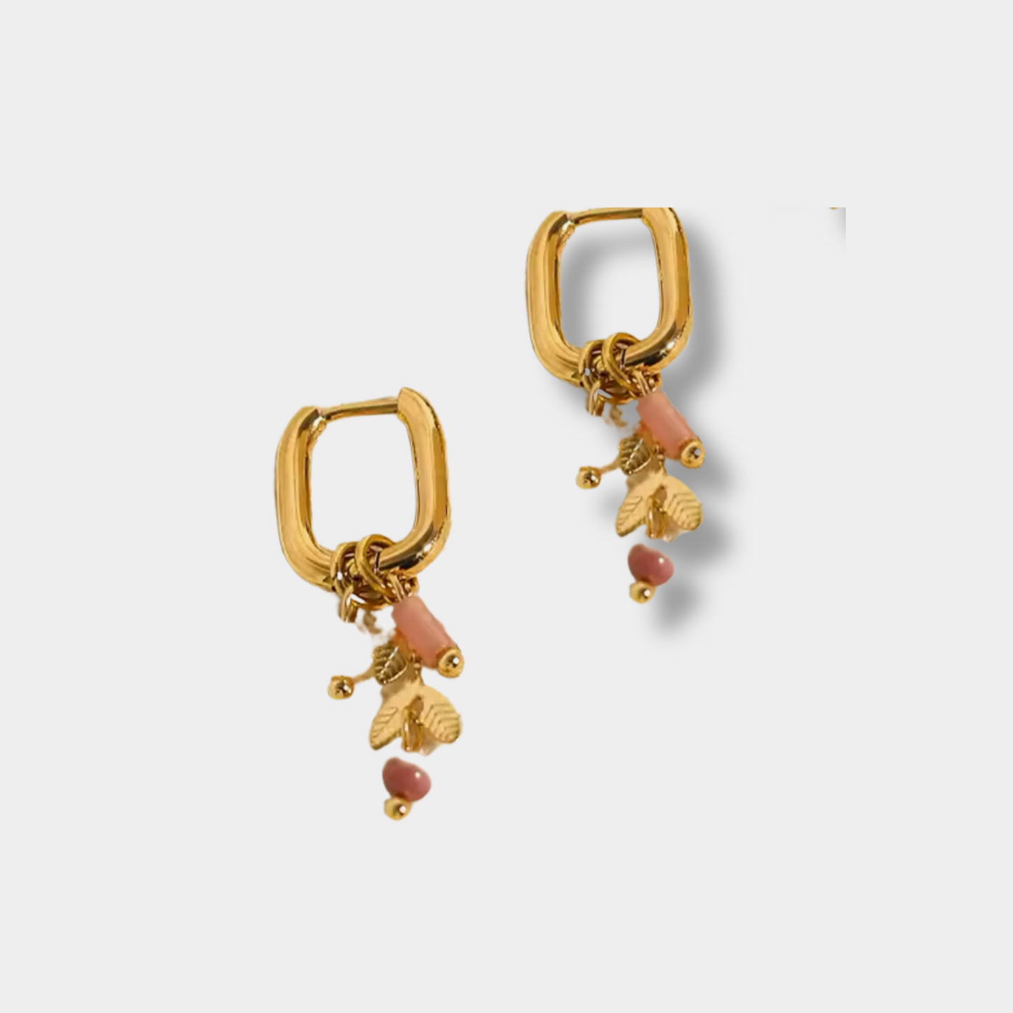 Petite Pink Charm U-Hoop Earrings