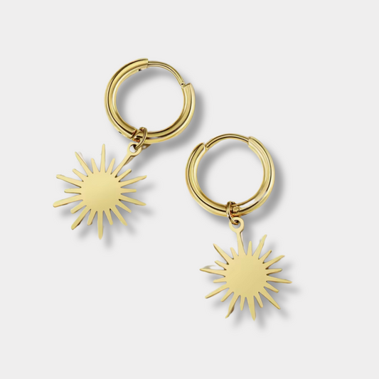 Petite Sun Pendant Drop Earrings