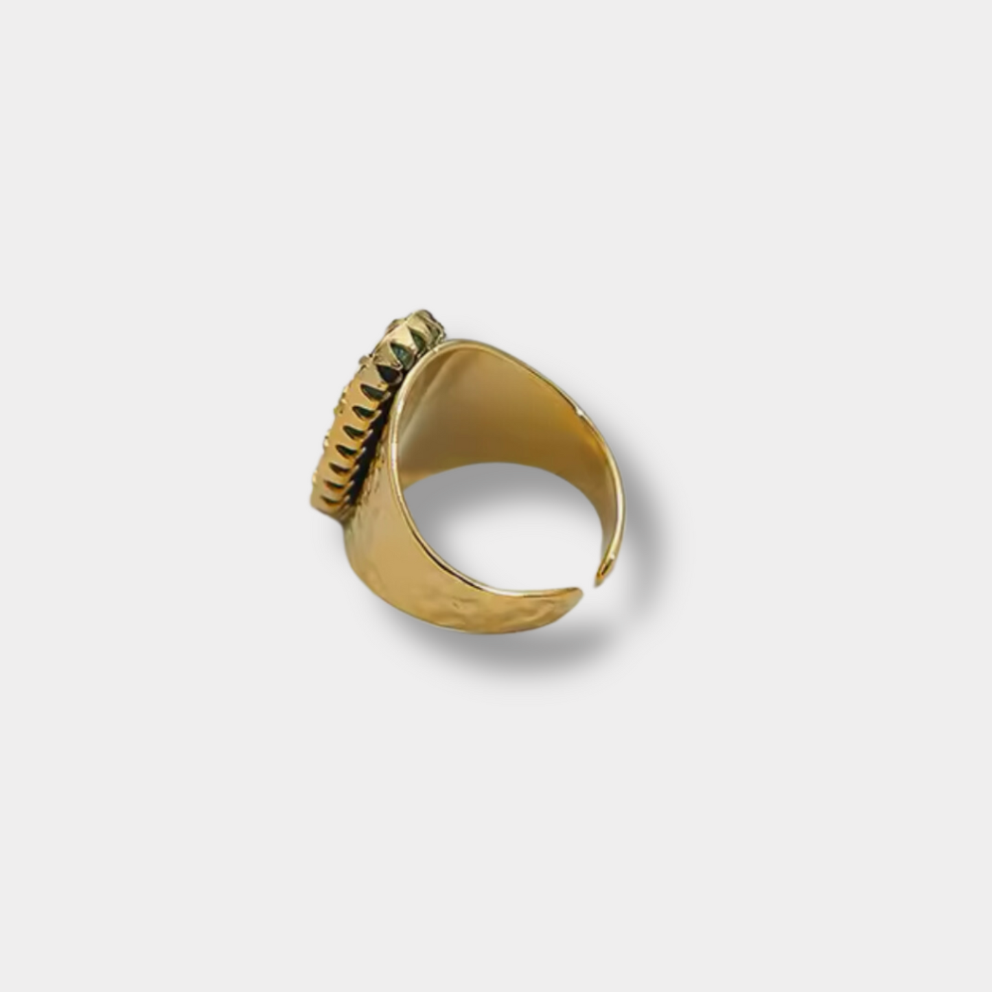 Wide Green Natural Stone Ring