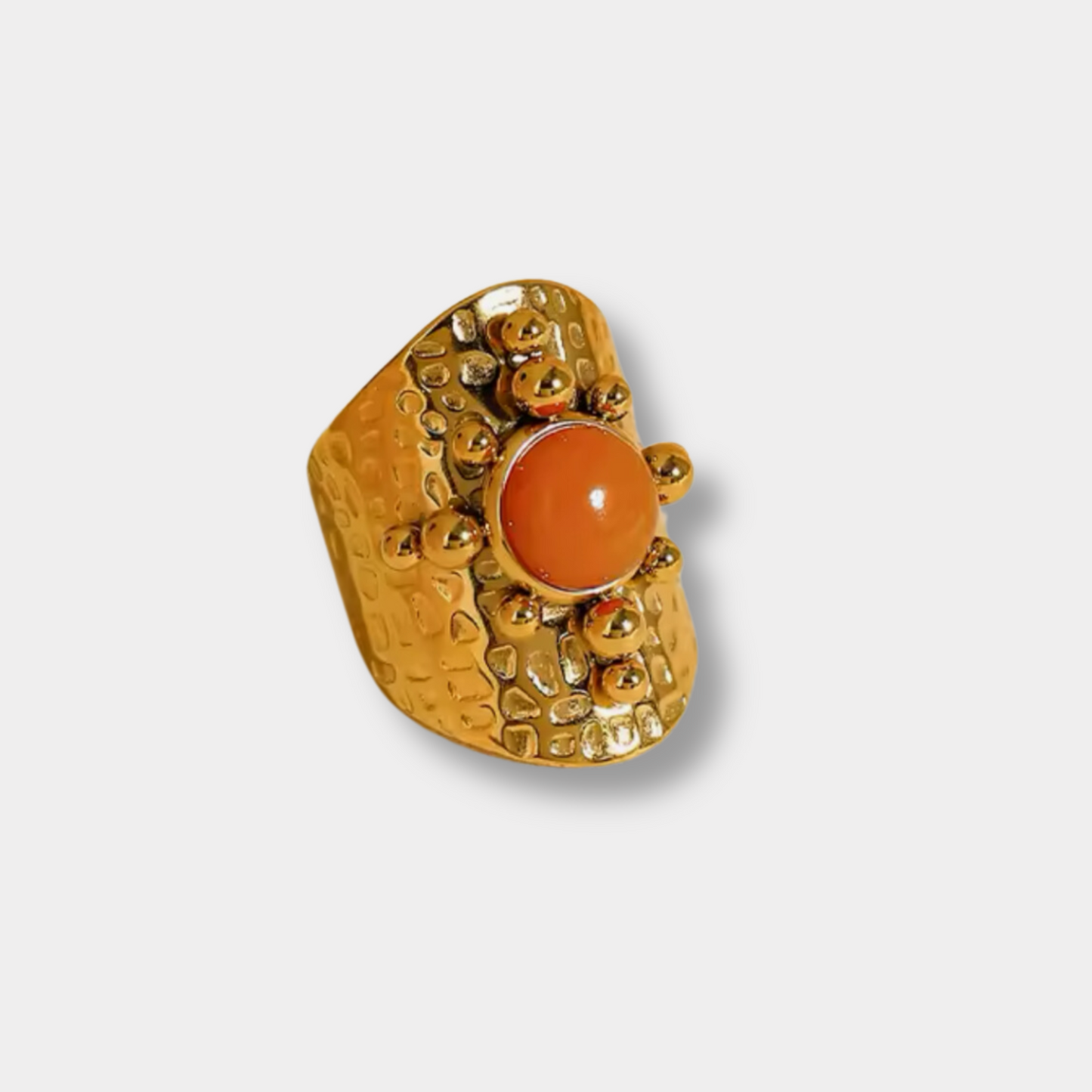 Wide Orange Stone Ring