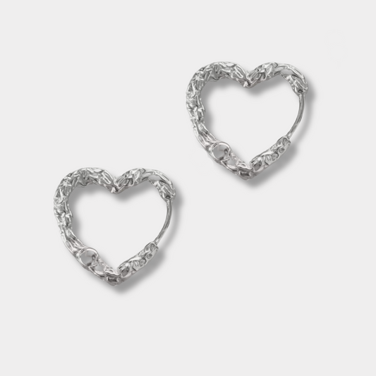 Textured Heart Hoop Earrings