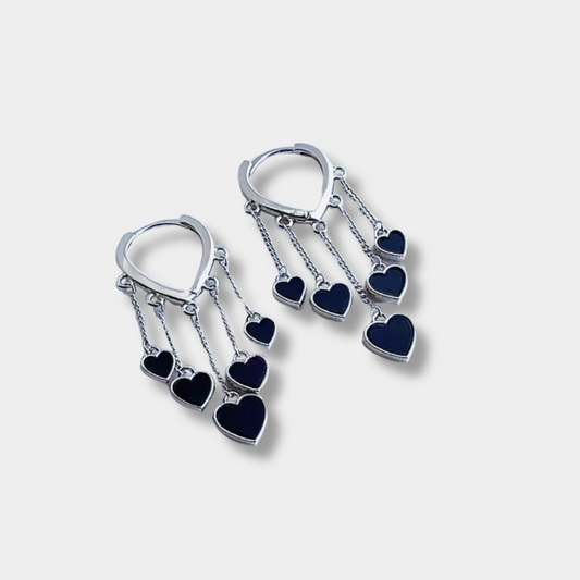 Black Heart Drop Earrings