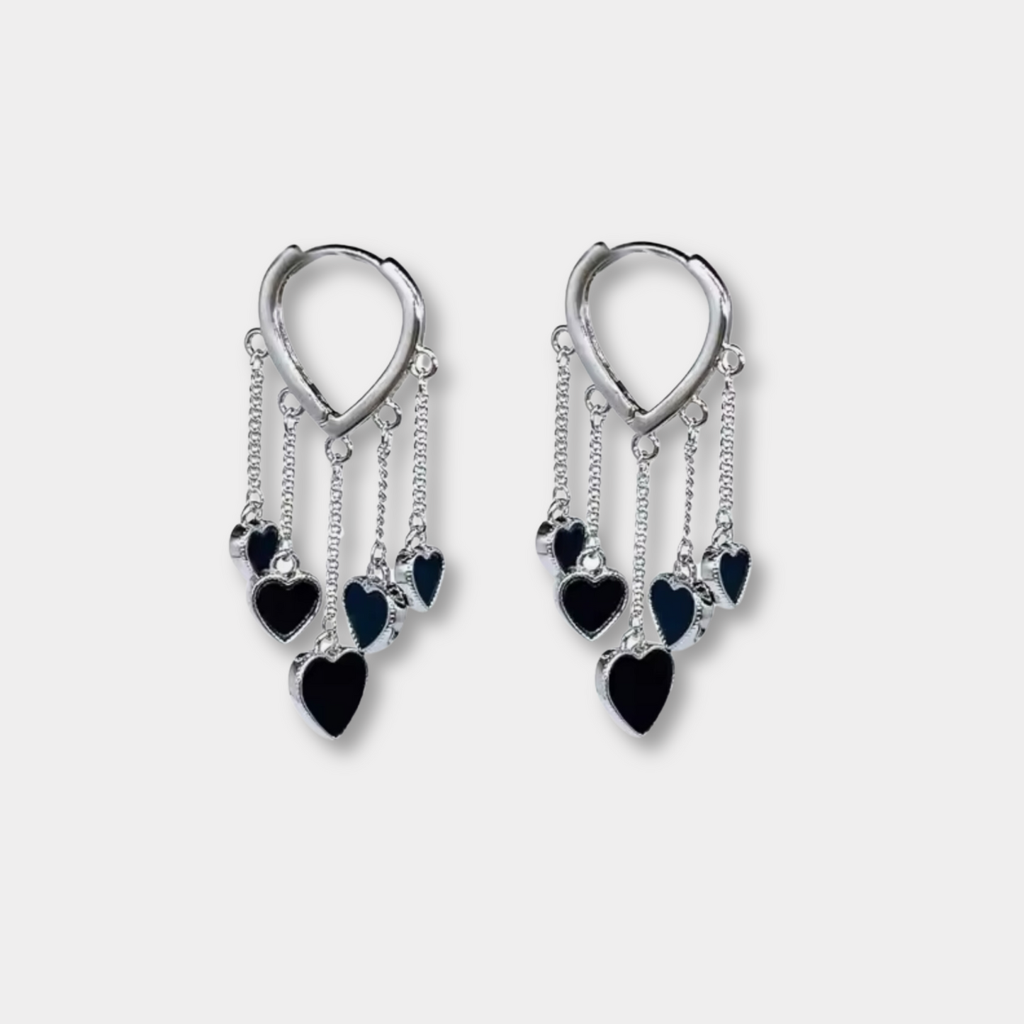 Black Heart Drop Earrings