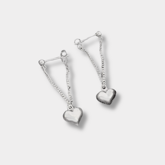 Heart Chain Long Drop Earrings