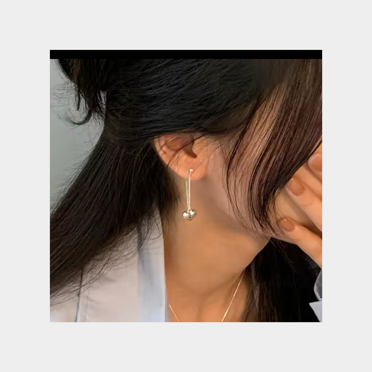 Heart Chain Long Drop Earrings