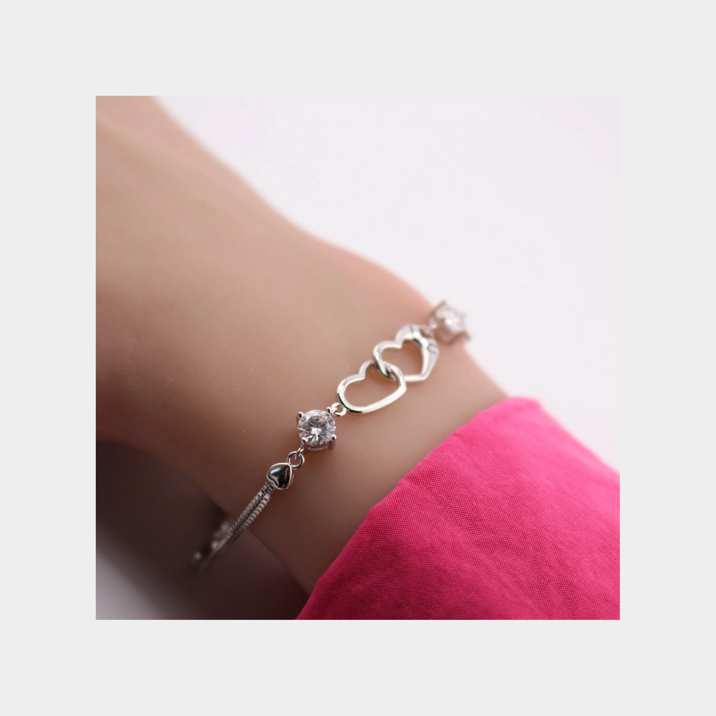 Heart Link Moissanite Bracelet