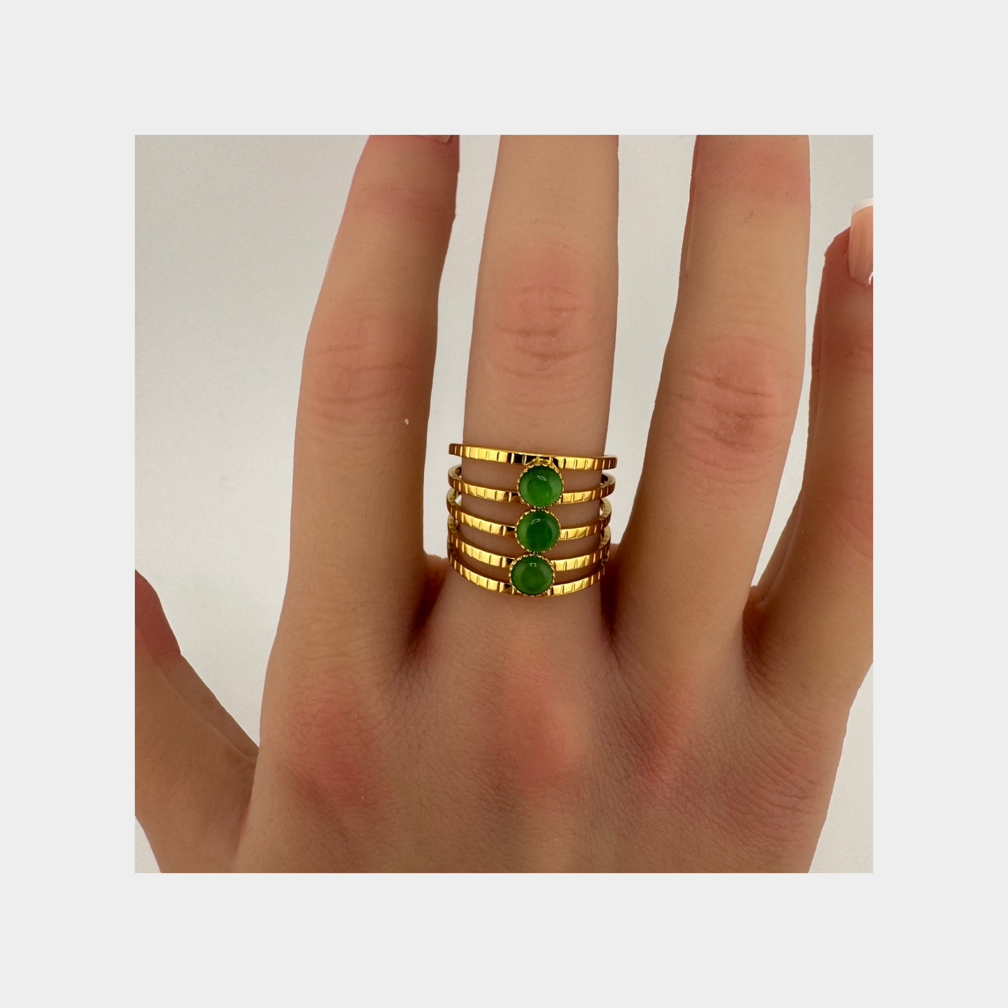 Green Opal Wide Ring