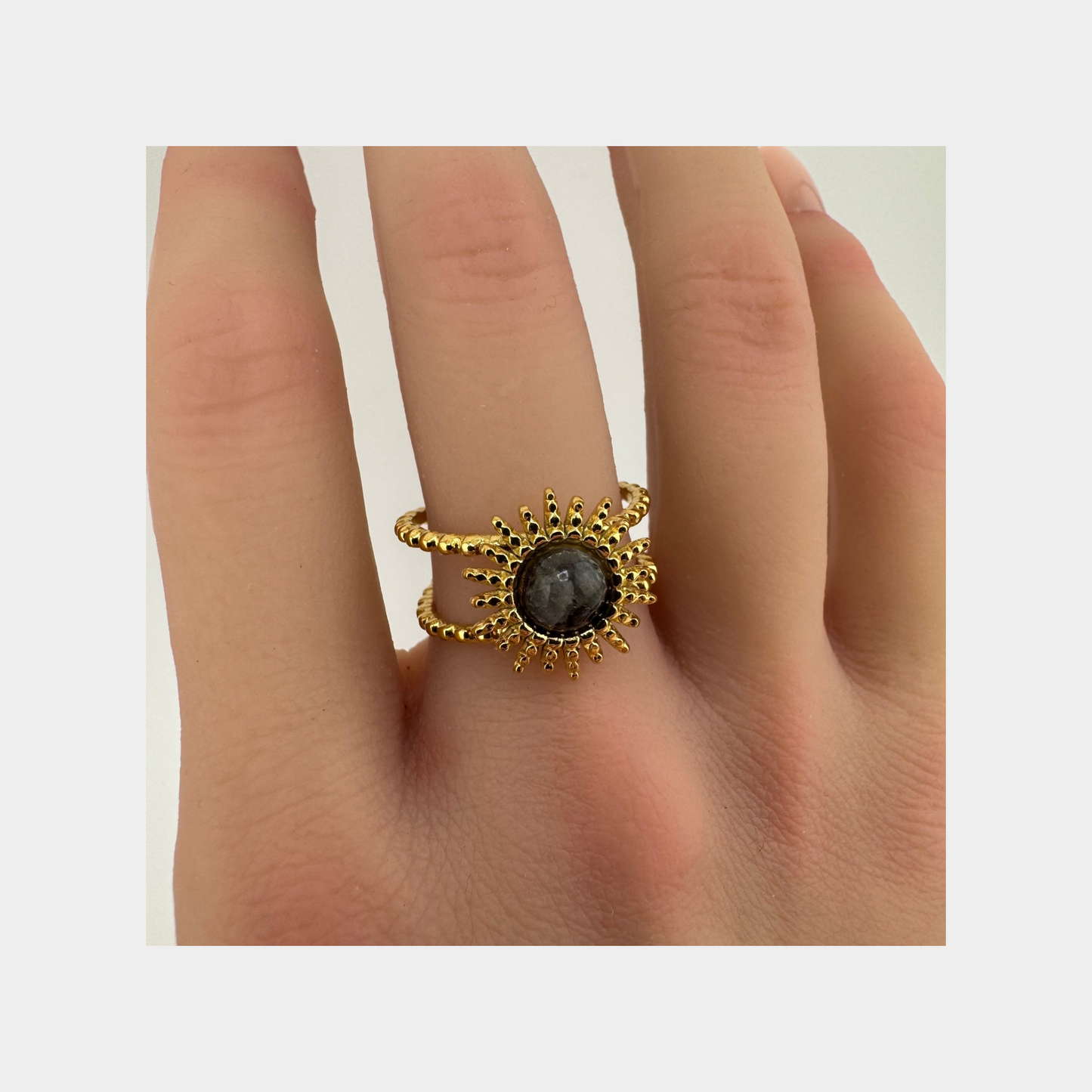Natural Stone Flower Ring