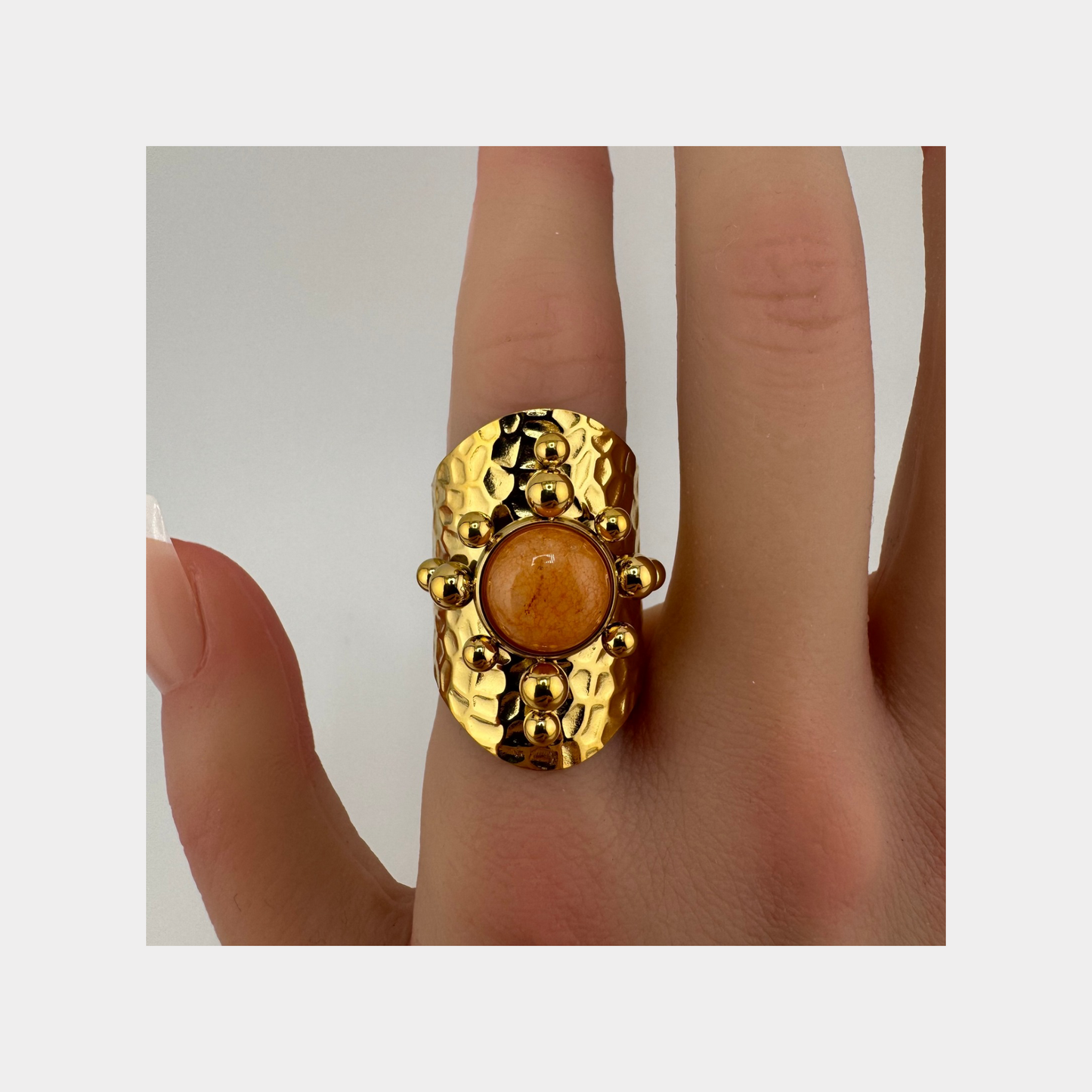 Wide Orange Stone Ring