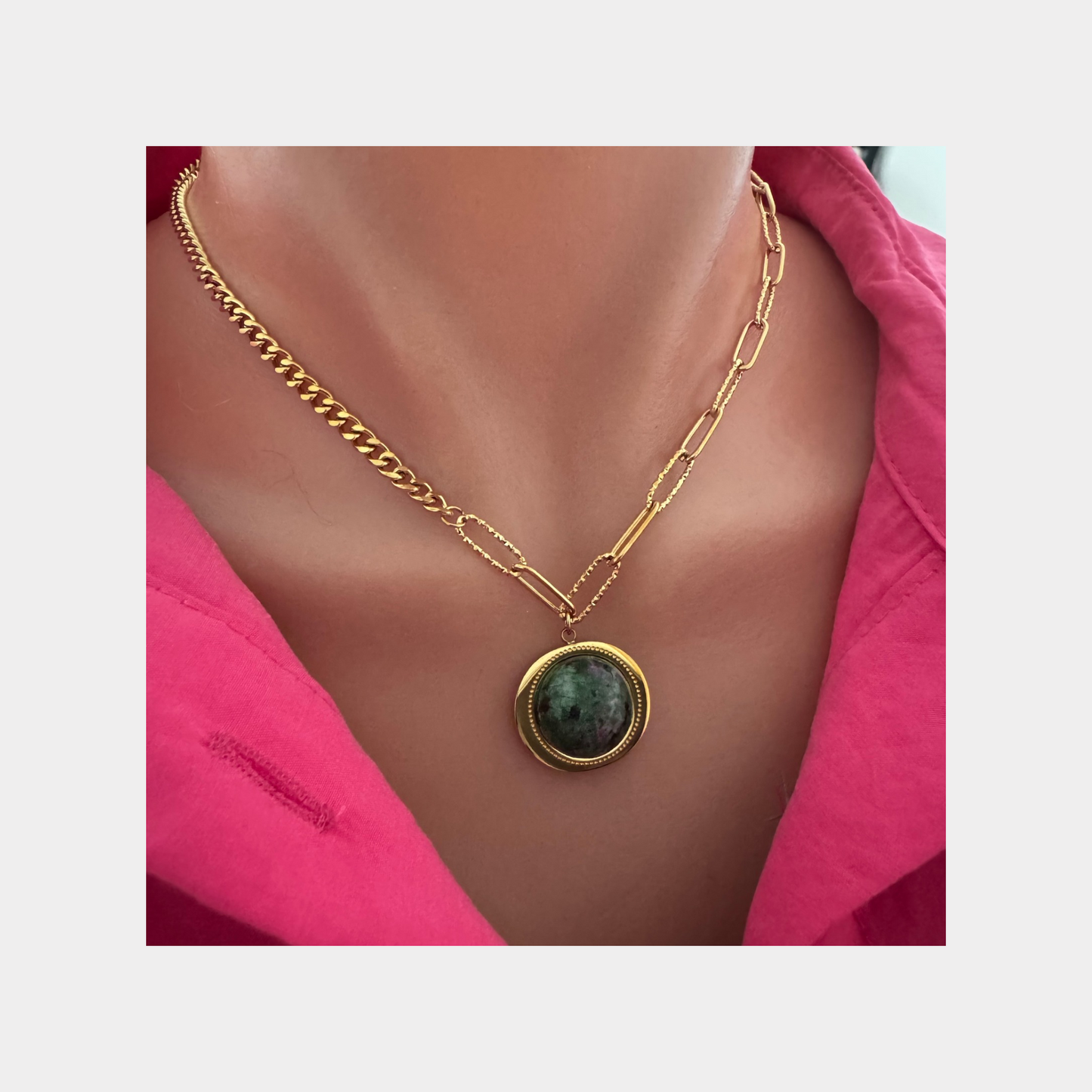 Green Natural Stone Necklace