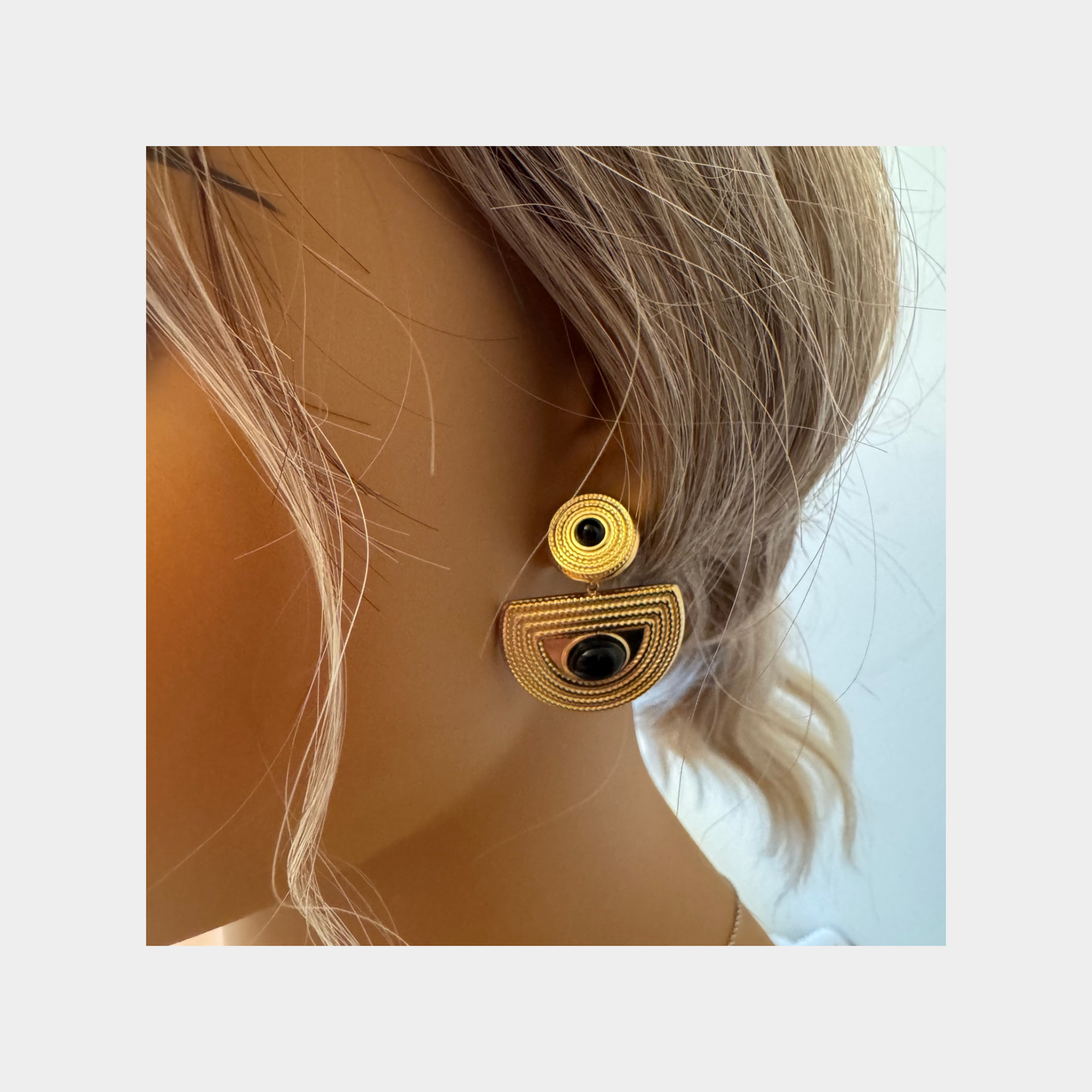 Black Stone Drop Earrings