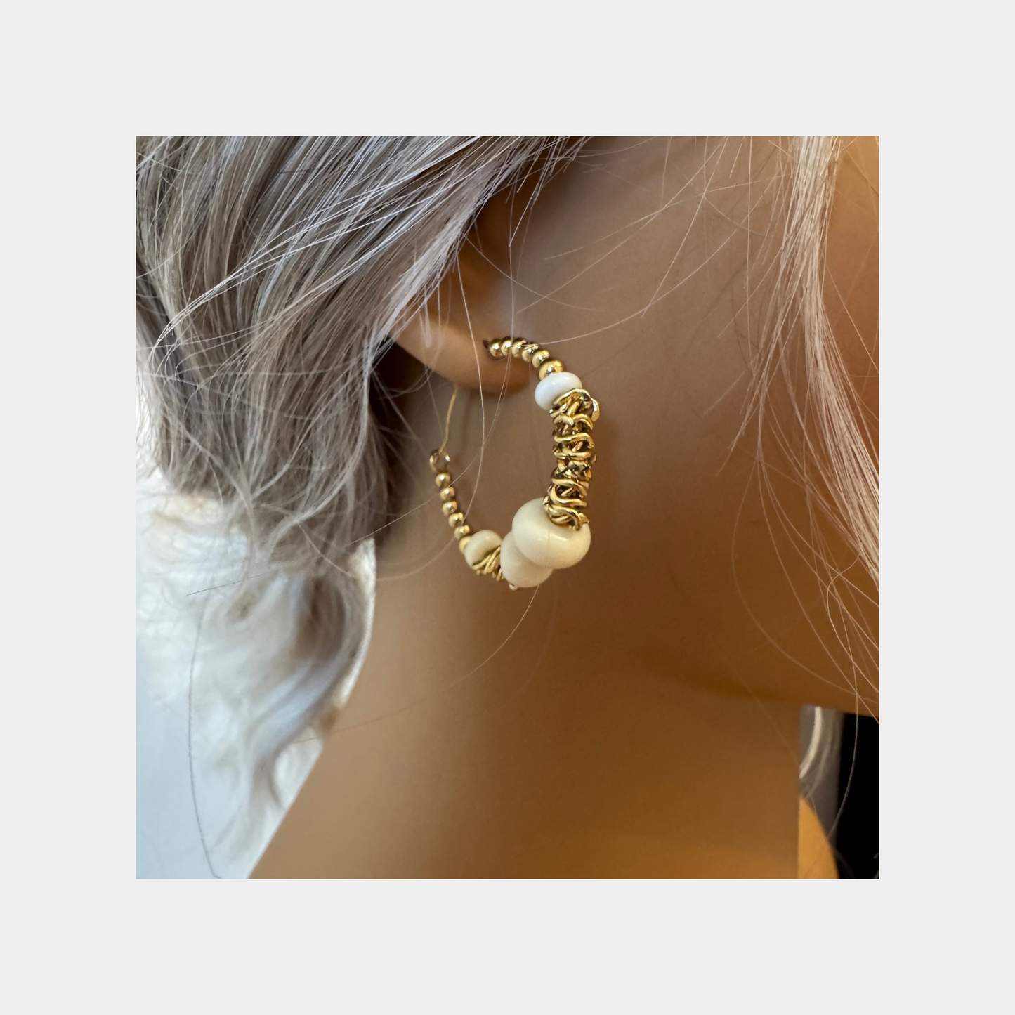 Beaded Twist Hoop Earrings