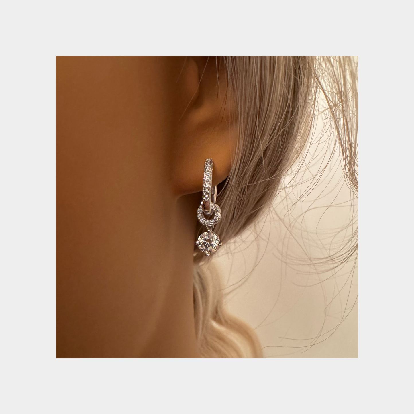 Huggie Hoop Moissanite Drop Earrings